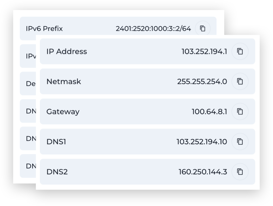Screenshot of IP address settings